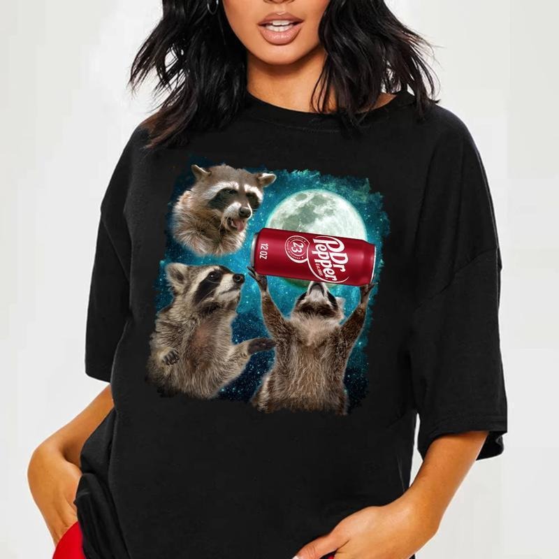 Three Raccoons Dr Pepper Vintage Graphic T-Shirt, 100% Cotton Menswear, Bold Graphic Tee, For Men, For Woman raccoon meme