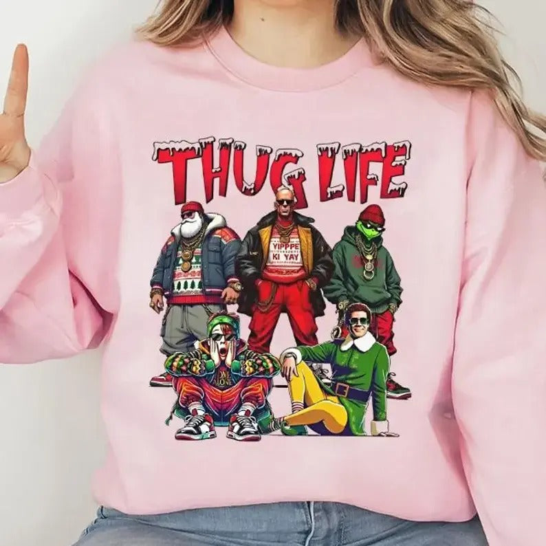 Thug Life Christmas Shirt, Christmas Tee, Christmas Movie Tee, Christmas Friends Shirt, Christmas Character Movies Thug Life, Meey Christmas