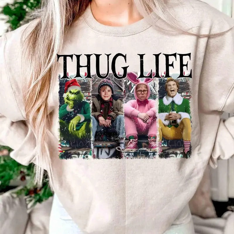 Thug Life Christmas Sweatshirt, A Christmas Story Shirt, Christmas Bunny Sweatshirt, Funny Christmas 90s Sweatshirt