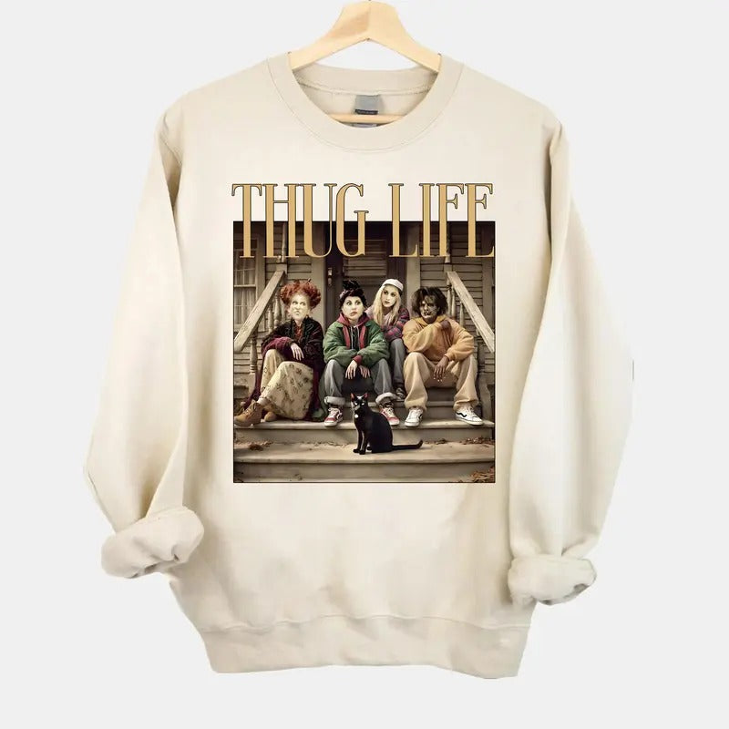 Thug Life Halloween Bad Witches Shirt, Retro Witches Movie Shirt, Retro Halloween Character T Shirt, Halloween Sanderson Sisters Gift