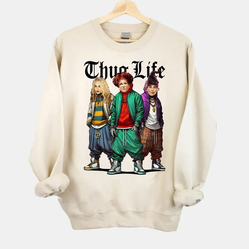 Thug Life Halloween Bad Witches Shirt, Retro Witches Movie Shirt, Retro Halloween Character T Shirt, Halloween Sanderson Sisters Gift style 02