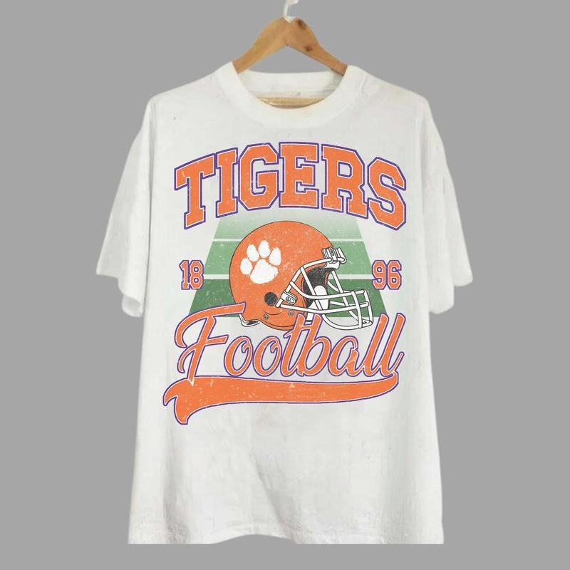 Tigers Vintage Football T-shirt, State University Unisex Vintage T-shi
