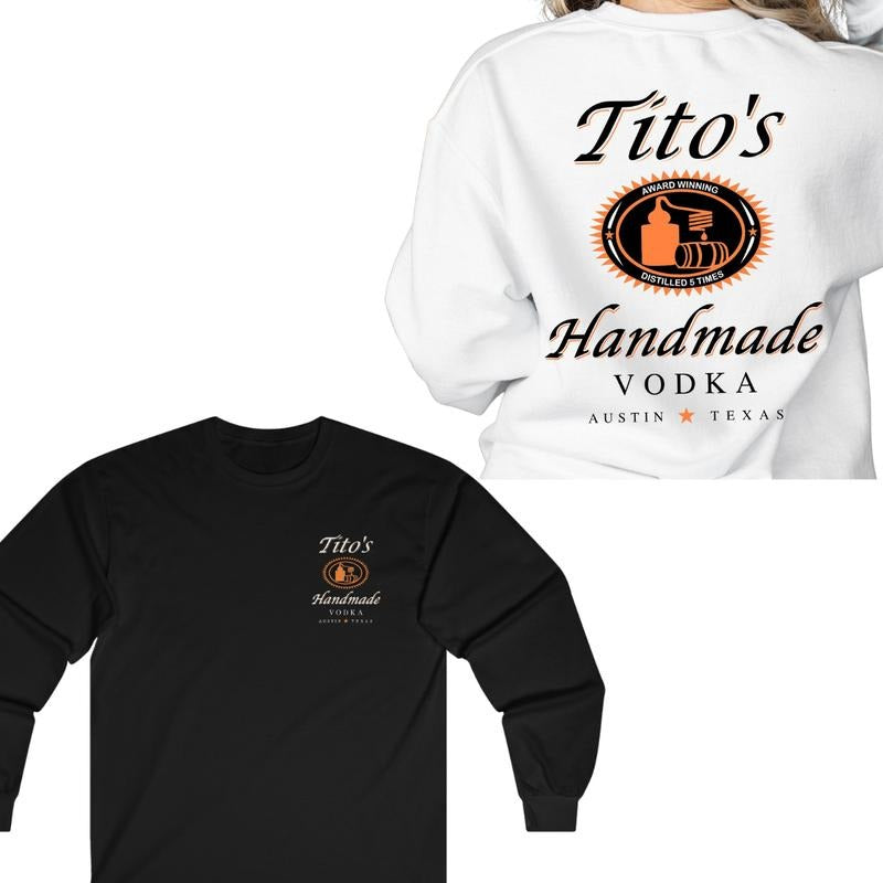 Tito's Vodka Long Sleeve Tee, Austin Texas Label Shirt