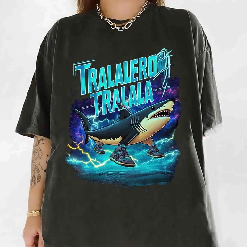 Tralalero Tralala Funny Shark Meme T-shirt, Brain Rot Tee, Stupid Gifts, Unhinged shirt, Shark With Shoes Meme Shirts, Meme Tshirt, Gifts
