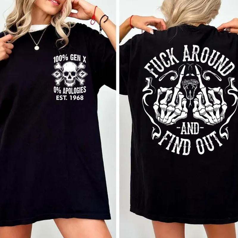Trending 100% Gen X No Apologize Shirt - Black, Navy, Casual Short Sleeve, Crew Neck, 100% Cotton, Unisex Comfort, Split Design, Machine Washable - Breathable