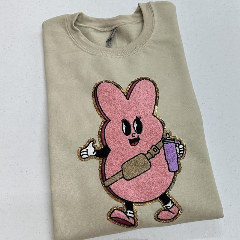 Trendy Bunny Chenille Patch Sweatshirt