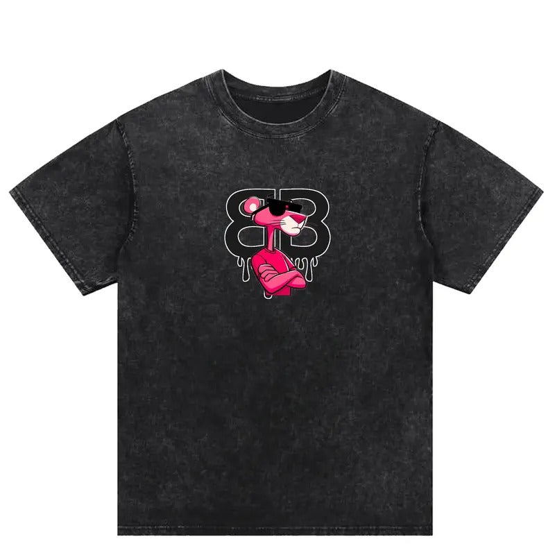 Trendy Pink Panther Washed T-Shirt, Unlock the New Street - style Trend