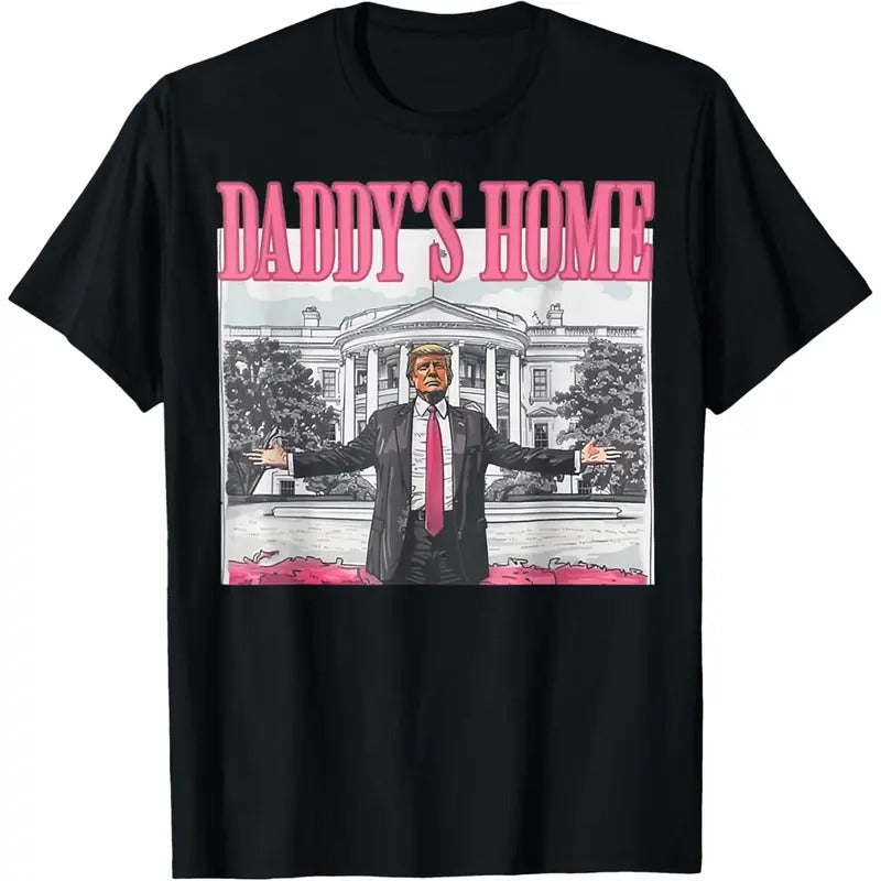 Trump 2024 Take America Back Daddy's Home Trump Pink 2024 T-Shirt made in usa