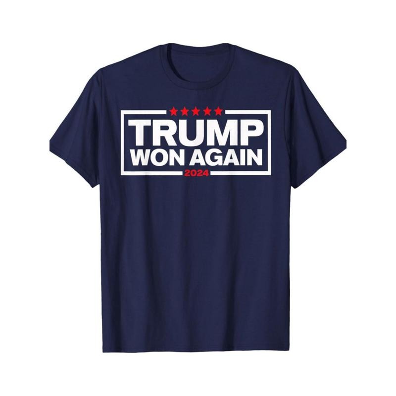 Trump 2024 Victory Celebration T-Shirt - Men's Casual Cotton Tee with Short Sleeves, Crew Neck, Machine Washable Made in USA