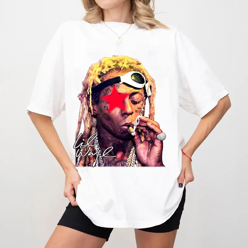 Tunechi Graphic Rap Star Red Tee Shirt Weezy Gift Fans Cotton Streetwear Oversized T-Shirt