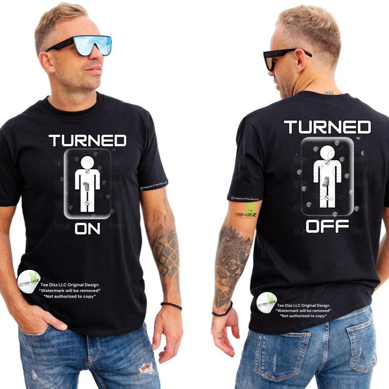 Turned on: Turned off - Men's funny graphic t-shirt- humor