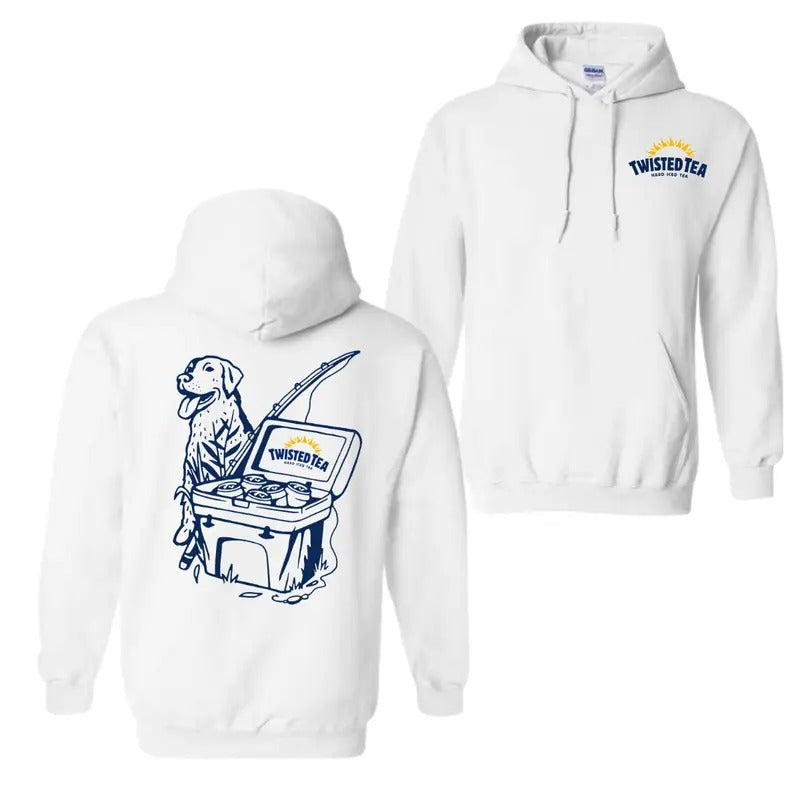 Twisted Tea Fishing Scene with Dog Cooler 2 Sided Hoodie T-Shirt, Twisted Tea Hoodie For Men And Women, Trendy Shirt