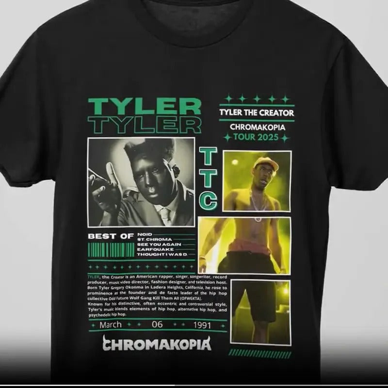 Tyler The Creator Tshirt , Retro Chromakopia Tshirt 90s vintage Tyler shirt , Tyler Chromakopia, Casual, Classic Fashion Cotton Underwear Shirt Womenswear And Menswear T-Shirt, Graphic Tee