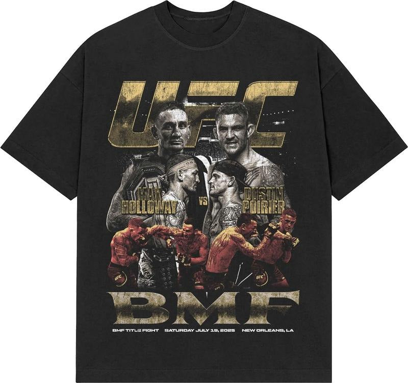 UFC 318 BMF Holloway vs Poirier Tee, Dustin Poirier Boxing T-shirt, Max Holloway Boxer Tee, Dustin Poirier Sports Shirt, UFC Sports Shirt, UFC Sport Gym Athletics Outdoors Menswear Cotton Crewneck Clothes