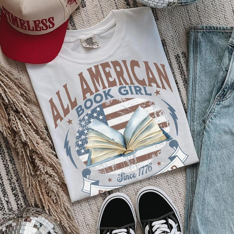 USA Vintage Shirt, Bookish Gift, Librarian Shirt, Teacher Tee, Book Lover Gift, Gift for Reader, July 4th, Independence Day 99W93