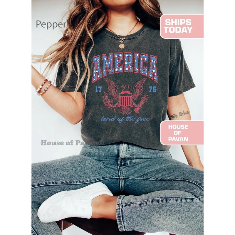 USA shirt, Summer BBQ t-shirt, Red White and Blue, America Tee,Women's 4th of July, Fourth of July Shirt T-Shirt, 1776 Tee