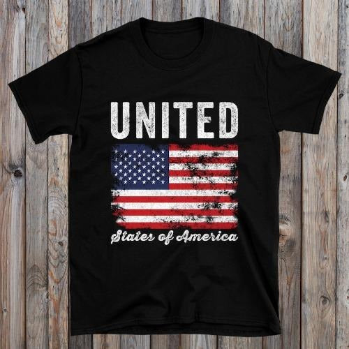 United States of America Flag Distressed T-Shirt made in usa