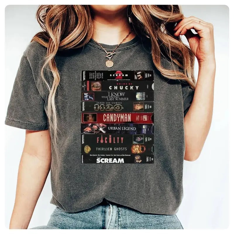 VHS Movies Shirt Ghostface Scream Chucky Shirt Retro Halloween Movie Shirt Sweatshirt Spooky Season Halloween Gift