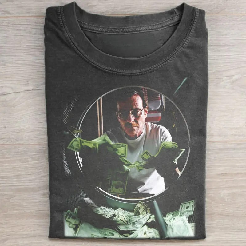 VIntage Walter White Washing His Money Graphic Tee - Breaking Bad Movie Shirt - Jeese Pinkman - Iconic Movie Scene Shirt Streetwear Menswear Top