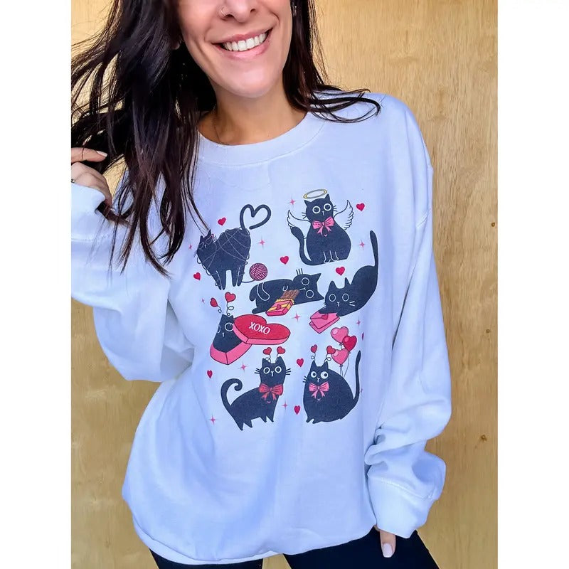Valentine Cats Graphic Top