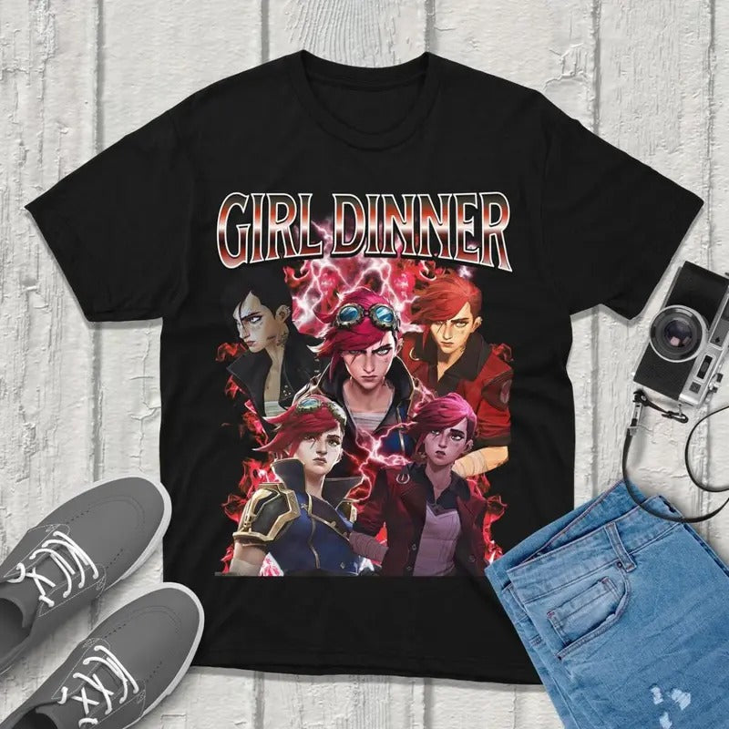 Vi Arcane T-Shirt Unisex Vintage Streetwear League of Legends Shirt Anime Apparel fanmerch lol Merchandise League of Legends Fan