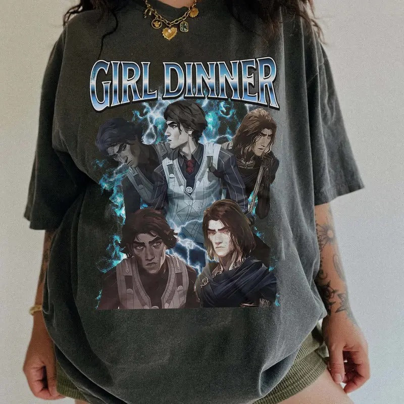 Viktok Arcane Girl Dinner Comfort Colors Unisex Tshirt For Men- For Women, Y2K 90s Retro Celebrity Crush Movies Bootleg Tshirt, Style Fit Cotton Top