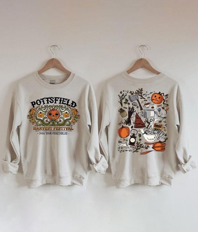Vintage 2 SIDES Pottsfield Harvest Festival Sweatshirt, Over The Garden Wall Sweatshirt, Pottsfield Sweatshirt, Halloween Pumpkin Sweatshirt
