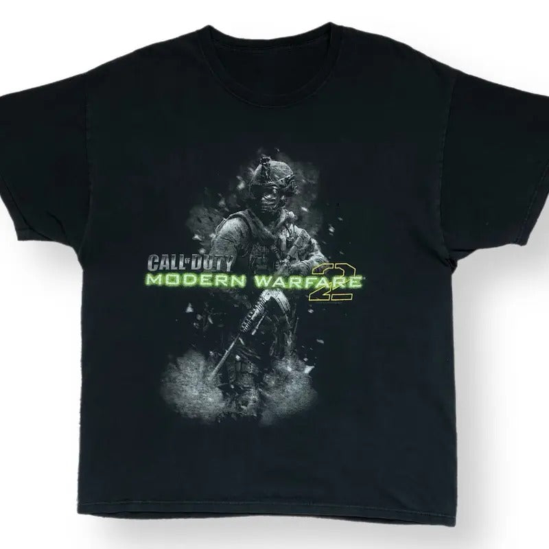 Vintage 2009 Call of Duty Modern Warfare 2 Video Game Promo T-Shirt