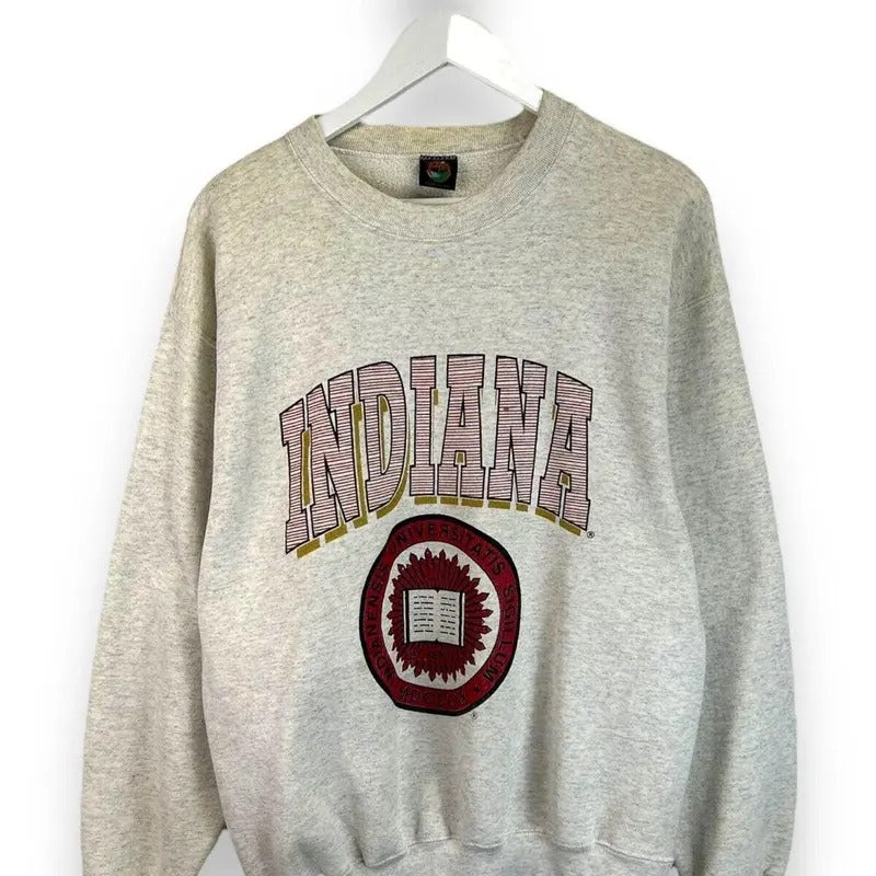 Vintage 90s Indiana Hoosiers NCAA Colligate Crest Graphic Sweatshirt Size Large