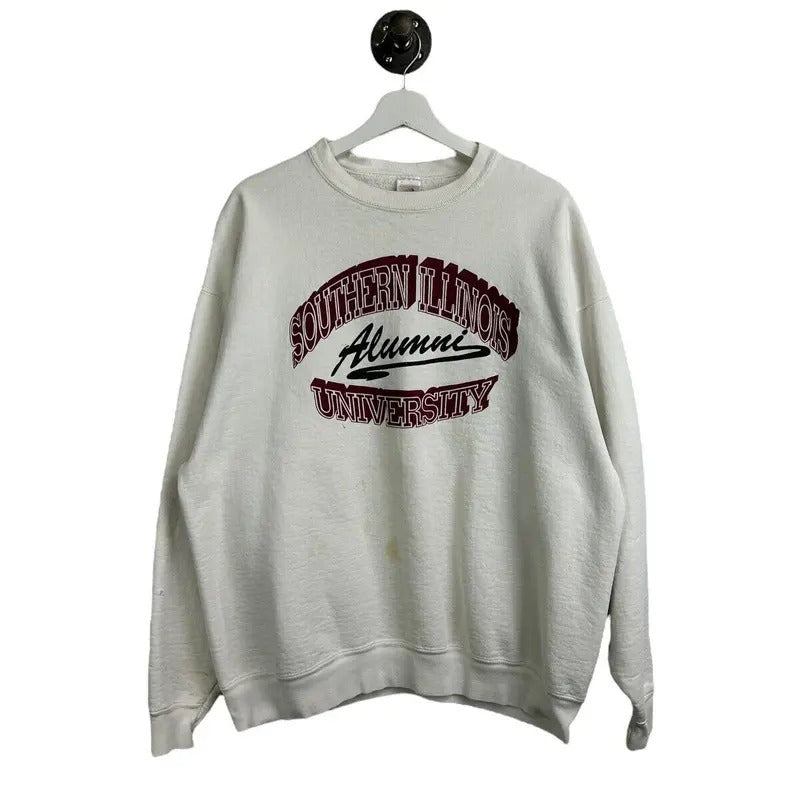 Vintage 90s Southern Illinois University Illumni NCAA Spellout Sweatshirt Sz XL