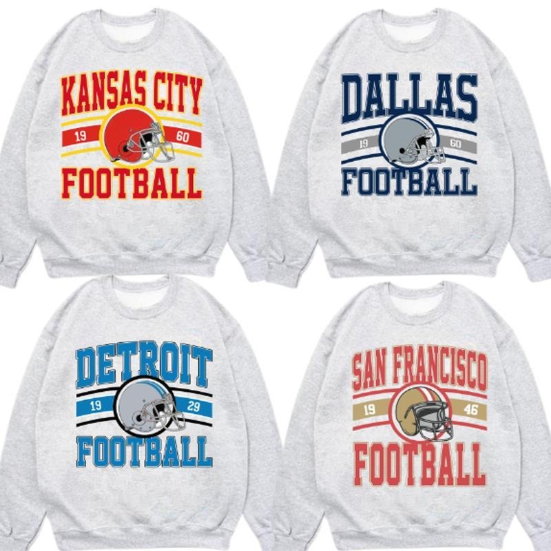 Vintage All Team Football Sweatshirt, Retro Football All Teams Crewneck Sweater, Unisex Classic Game Day Shirt for Fans Men Women Womenswear Menswear, Philadelphia, Dallas, Chicago, Buffalo