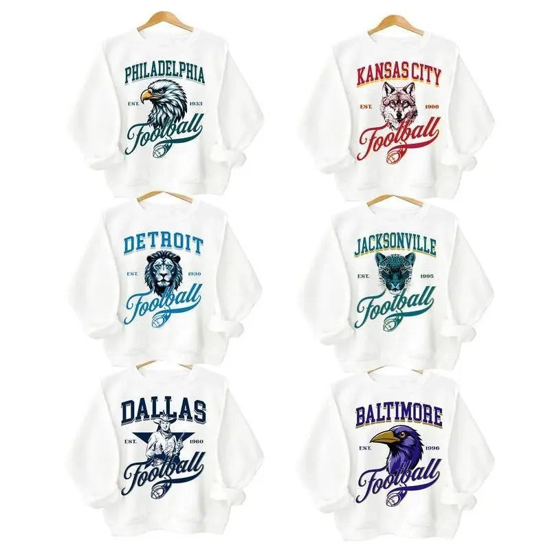 Vintage All Team Football Sweatshirt, Retro Mascot Football Fan Crewneck Sweater