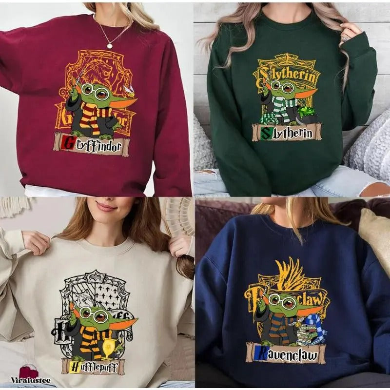 Vintage Baby Yo|da's Wizard House Sweatshirt, HP's Shirt, Yo|da's Shirt, Fantasy Wizard Shirt, Custom Wizard Houses Shirt, Magic Wizard Sweatshirt Casual