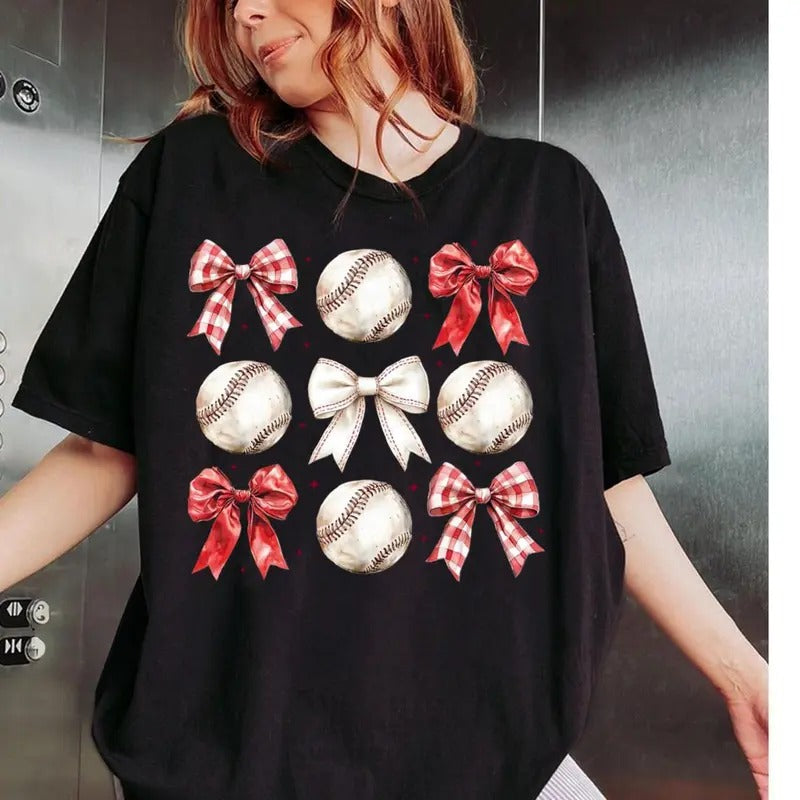Vintage Baseball Bow , Bow Baseball , Coquette Baseball Shirt , Mama , Game Day Baseball