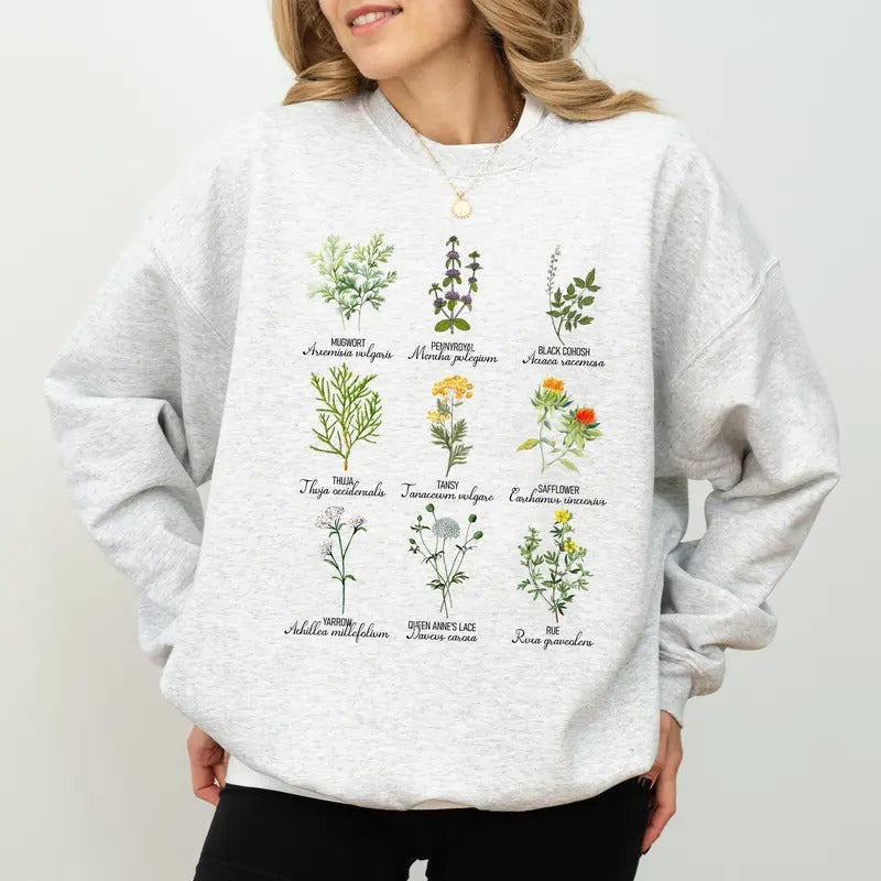 Vintage Botanical Sweatshirt, Herbs For Reproductive Freedom Crewneck, Pro Choice Long Sleeved Pullover, Abortion Is Healthcare Sweater