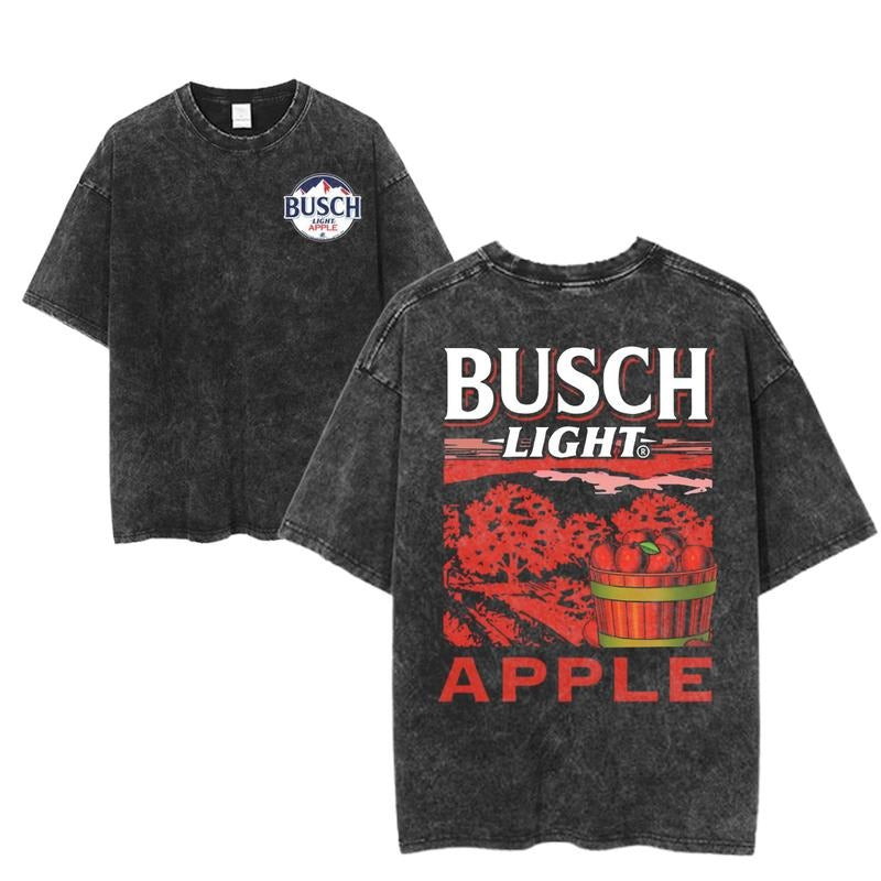 Vintage Busch Light Apple Beer Graphic Tee, Country Drinking Shirt, Funny Red Apple Aesthetic, Unisex Menswear Womenswear Top, Summer BBQ Style
