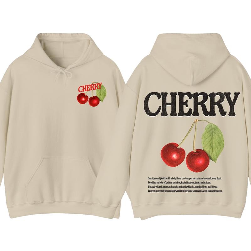 Vintage Cherry Fruit Hoodie, Retro Fruits Vintage Graphic Hoodie, Retro Cherry Hoodie