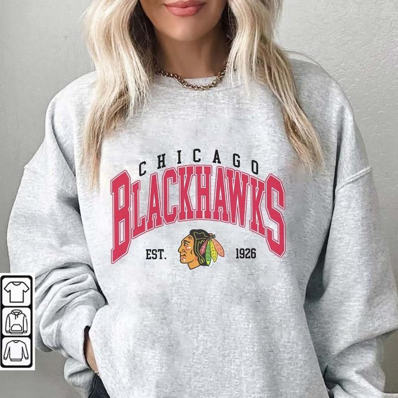 Vintage Chicago Blackhawks Crewneck Sweatshirt, Chicago Hockey SweatShirt, Chicago Hockey Sweatshirt, Chicago Hockey Crewneck