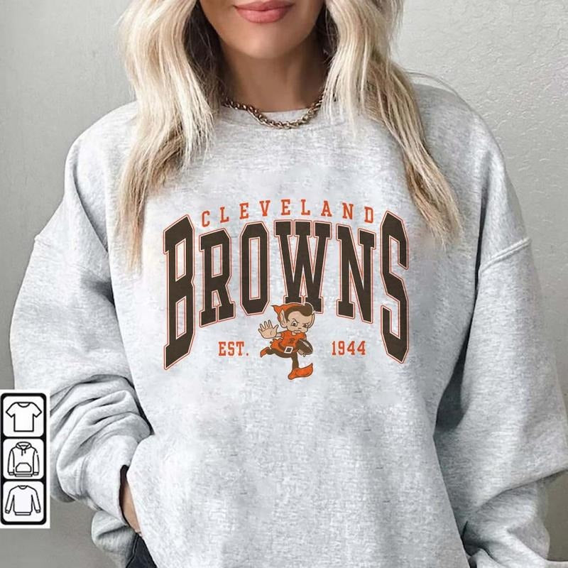 Vintage Cleveland Football Crewneck Sweatshirt, Brown Football SweatShirt