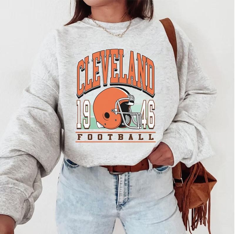 Vintage Cleveland Football Sweatshirt, Vintage Style Cleveland Football Crewneck, America Football Sweatshirt, Cleveland Crewneck