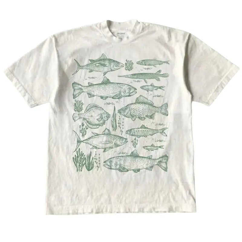 Vintage Fishing Fish Tattoo Style Unisex T-Shirt, Retro Fisher Shirt, Fish Shirt For Men, Bass T-Shirt, Bass Lovers, Fisher Gifts, Ocean Shirt