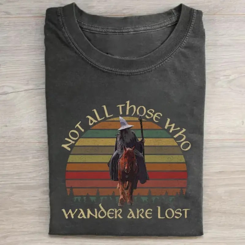 Vintage Gandalf Graphic Tee - Not All Those Who Wander Are Lost - The Lord of The Rings Movie Shirt - JRR Tolkien - Middle Earth - Menswear, Top Hoodie Tshirt