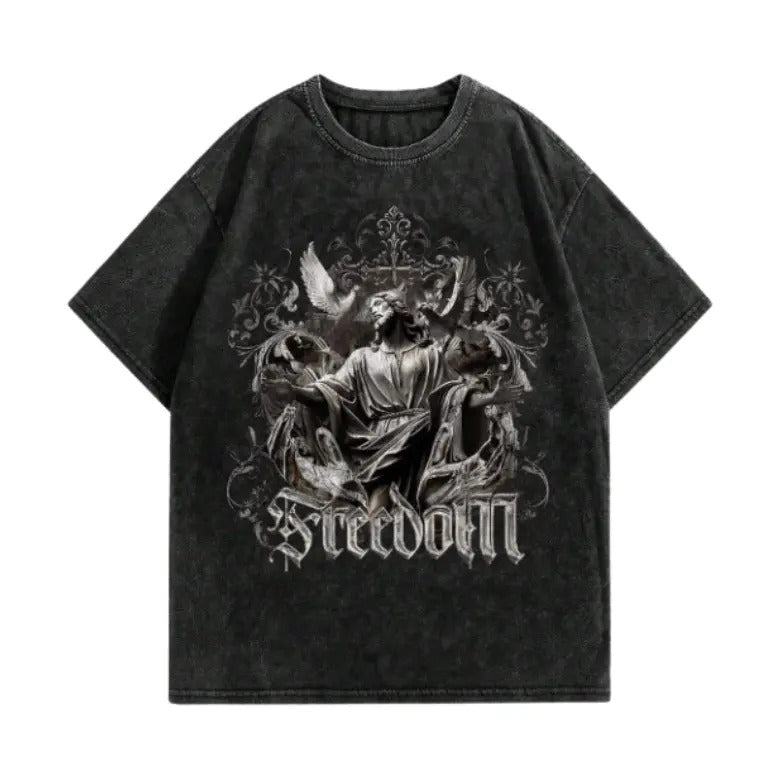 Vintage Grunge Punk Retro Distressed Snow Flake & Letter Graphic Tee, Sweatshirt, Hoodie Gift For Women Top Womenswear Underwear Cotton Polyester