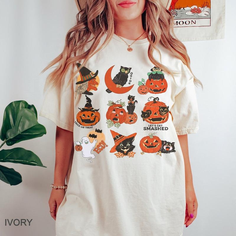 Vintage Halloween t-shirt, Thanksgiving Shirt, funnt Halloween shirt, Halloween Gifts for cat Owner, Funny Fall Shirt