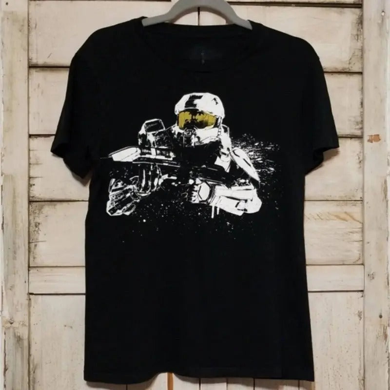 Vintage Halo Black T-Shirt Cotton Menswear Cotton Menswear T-Shirt Top