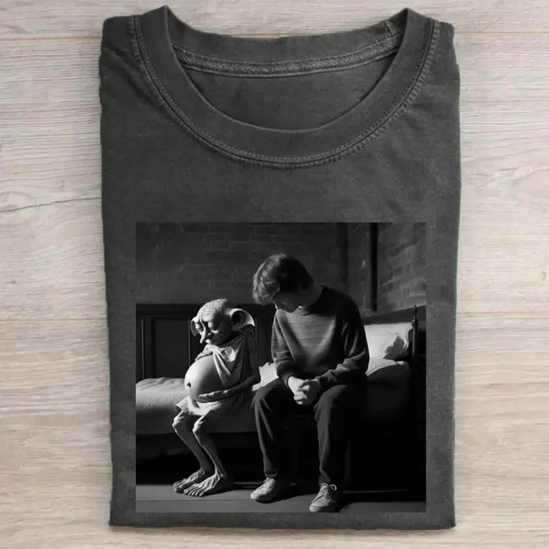 Vintage Harry Potter and Dobby Graphic Tee - Funny Men's Top - Harry Potter Movie Shirt - Lord Of The Rings Movie Shirt