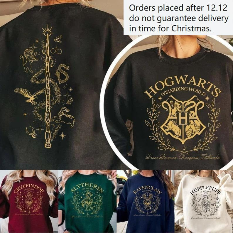 Vintage Hog.warts Sweatshirt, Harry Pot|ter Sweatshirt Cotton Womenswear, Wizard Houses Sweaters potterhead Hoodie