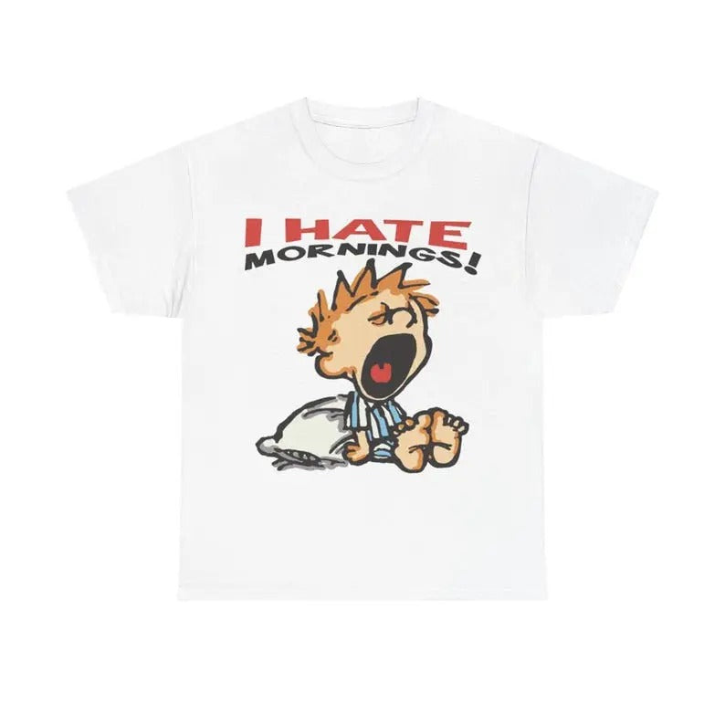Vintage I Hate Mornings Tshirt, Retro Cartoon Tshirt, Baggy Fit Graphic Tee, Vintage Tshirt, Trendy Tshirt, Vintage 90s Tee