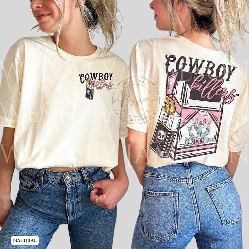 Vintage Inspired Shirt, Cowboy Killers, Western Tee, Cowboy Skull Tee, Western Graphic Tee, Cowgirl T-shirt, sweater Hoodie