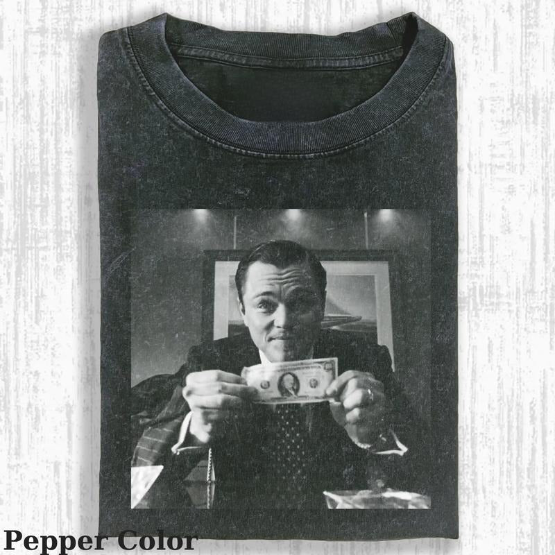 Vintage Jordan Belfort And Dollar T-shirt,The Wolf of Wall Street Unisex Tee Graphic, Funny The Wolf of Wall Street Shirt, The The Wolf of Wall Street Movie Tshirt, Top Menswear Womenswear Streetwear